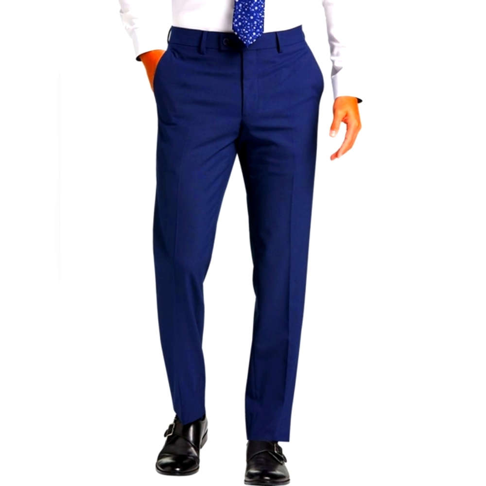 Egara Men's Skinny Fit Deep Blue Dress Pants (Only)